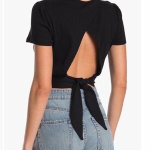 NWT BCBGeneration Ribbed Black Tie-Back Crop Top Sz XL
